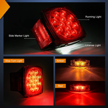 Nilight TR-155 Kit de Luces LED para Remolque, Parada Cuadrada, Ámbar/Rojo, Tercera Barra de Identificación de Freno, 12 V, para Barco/Caravana/Camión