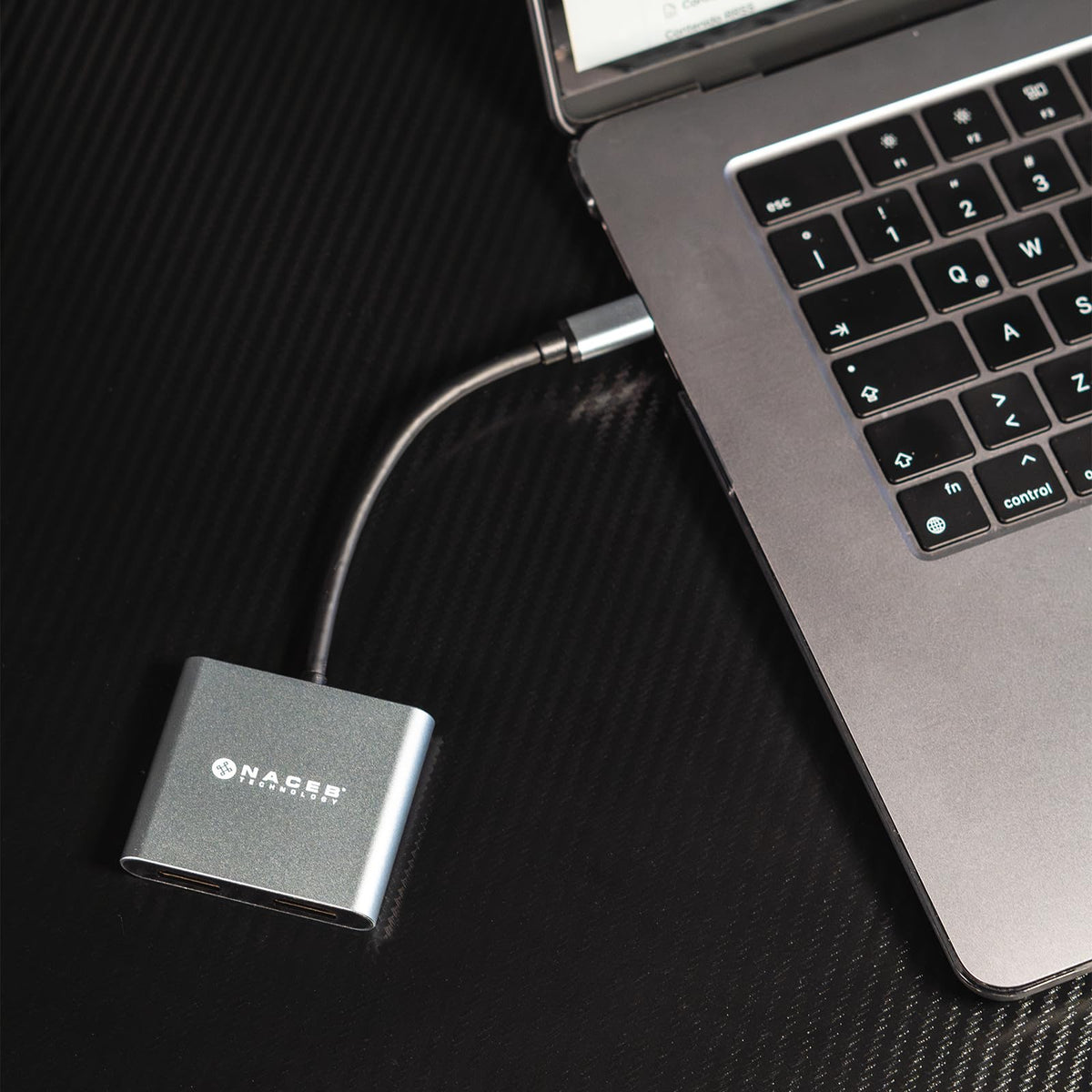 Naceb Technology HUB USB-C 4 en 1 Dual HDMI 4K, Adaptador Multipuerto con 100W PD Carga Rápida y USB 3.0 de 5Gbps, Estación de Trabajo Compacta para MacBook, Laptop y iPad, Gris Espacial (NA-0148)