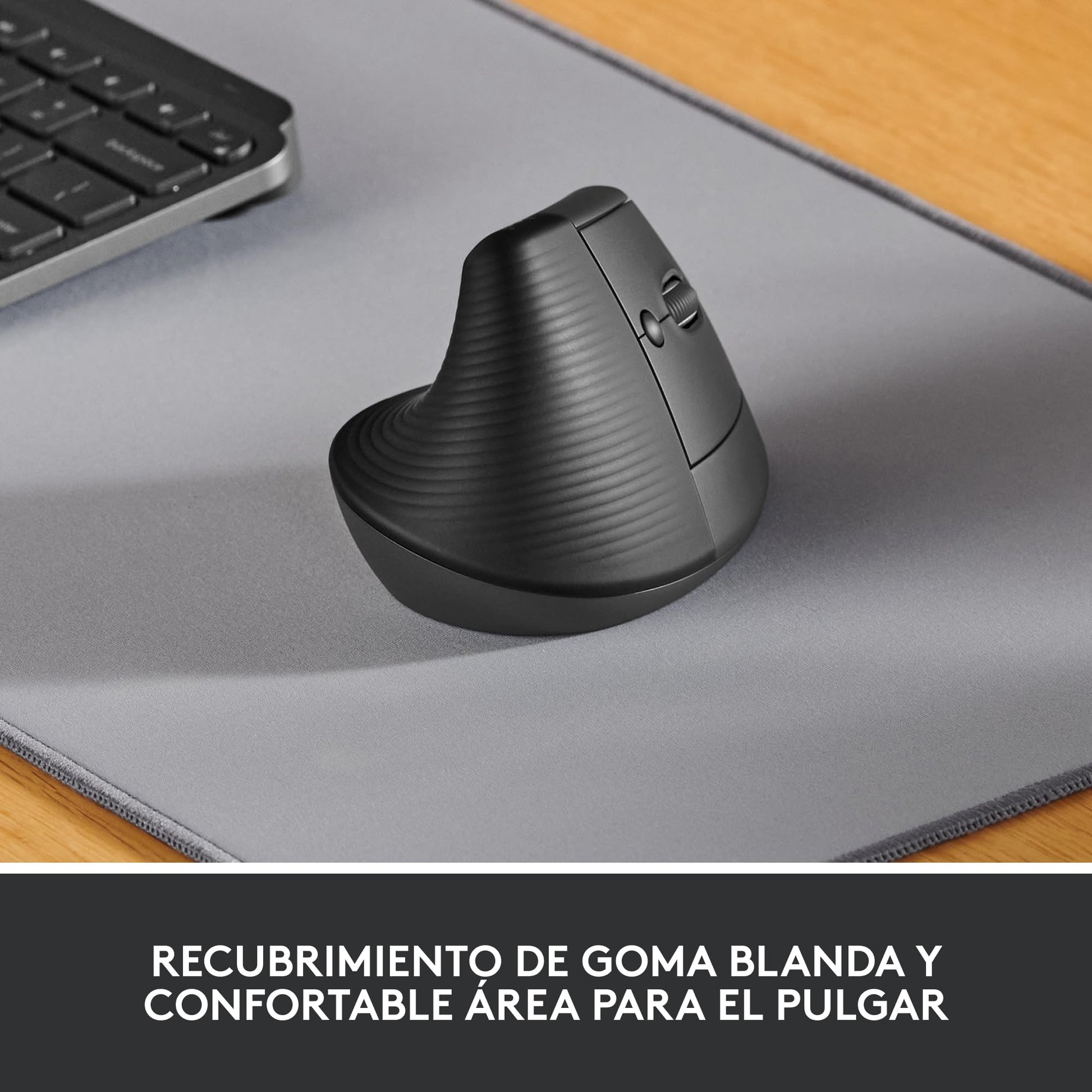 Logitech Lift Mouse Ergonómico Vertical, Inalámbrico, Bluetooth o Receptor Logi Bolt USB, clics Silenciosos, 4 Botones, Compatible con Windows/macOS/iPadOS, Laptop, PC - Grafito