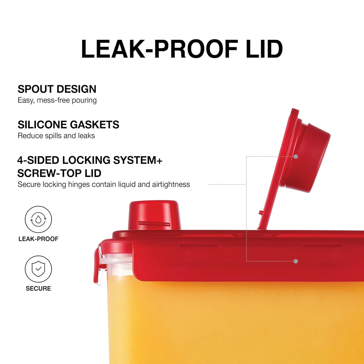 LocknLock - Jarra de agua para puerta de refrigerador, con asa, sin BPA, con tapa de rosca, perfecta para hacer tés y jugos, 1 galón, rojo