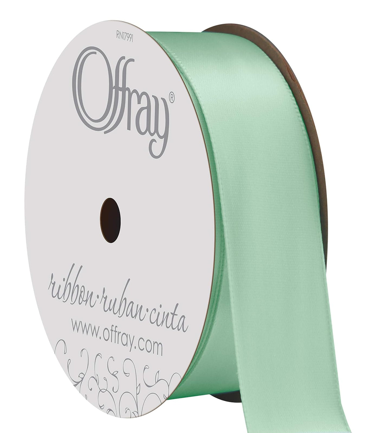 Offray Single Face Satin Craft Ribbon, 7/8-Inch x 18-Feet, Aqua