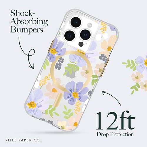 Rifle Paper Co. Funda para iPhone 15 Pro [Compatible con MagSafe] [protección contra caídas de 12 pies] Bonita Funda para iPhone de 6.1 Pulgadas con patrón Floral