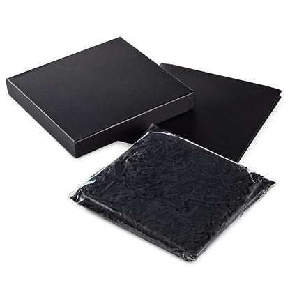 Hallmark - Caja de regalo mediana con tapa y relleno de papel triturado (caja negra de 7 pulgadas) para bodas, graduaciones, cumpleaños, día del padre, regalos para padrinos de boda, todas las