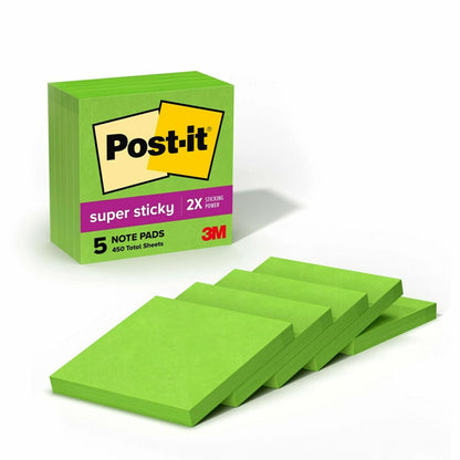 Post-it Super Sticky Notes, Notas Adhesivas 7.6 x 7.6 cm - Limeade
