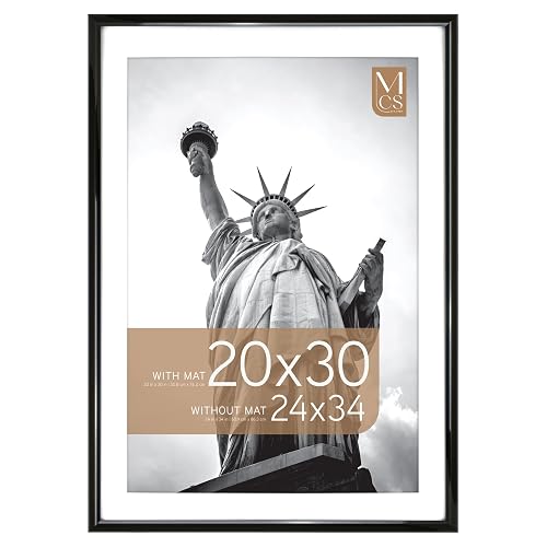 MCS Trendsetter - Marco de póster de 24 x 34 pulgadas, muestra imágenes de 20 x 30 pulgadas con alfombrilla o 24 x 34 pulgadas sin alfombrilla, marco de fotos grande vertical y horizontal para colgar