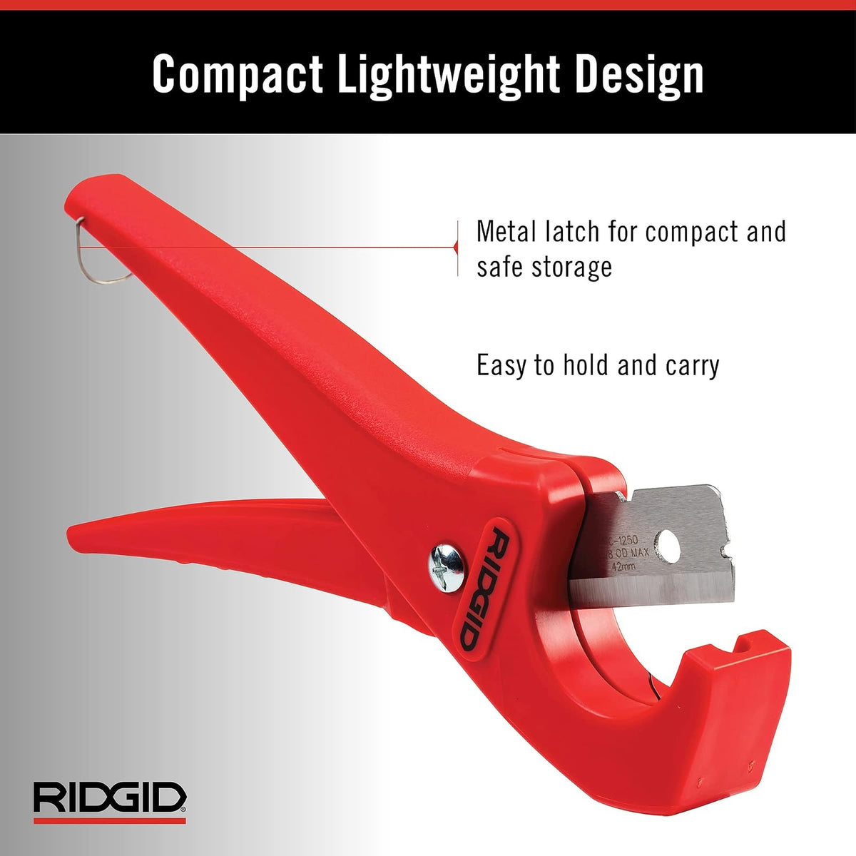 RIDGID - Cortador PC-1250, Mangos de Tijera, Para Tuberías y Tubos Plásticos, Cuchillas Reversibles, Rojo