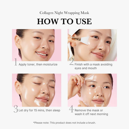 Medicube Collagen Overnight Wrapping Peel Off Facial Mask Pack - Elasticity & Hydration Care, Reduces Sagging & Dullness - Hydrolyzed Collagen For Glowing Skin - Korean Skin Care, 2.53 fl.oz