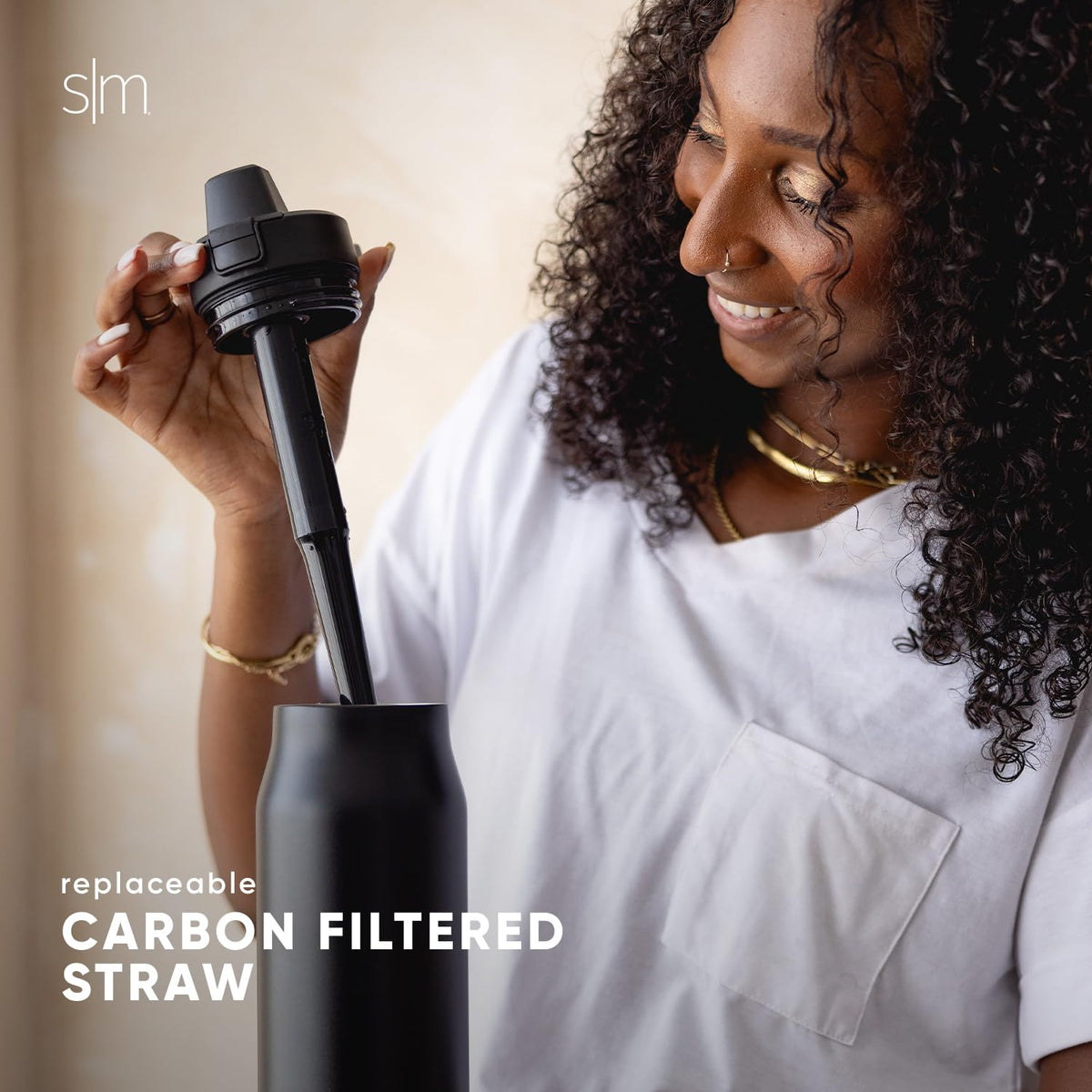 Simple Modern - Botella de agua filtrada | Filtro de carbono aislado de acero inoxidable botellas de agua de viaje | Reutilizable para agua potable limpia sobre la marcha | 34 onzas, Mauve Me