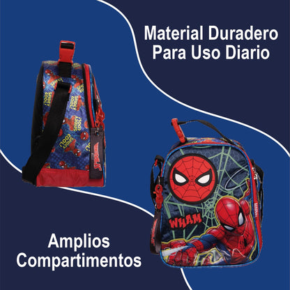 Ruz Lonchera Infantil y Preescolar | Spider-Man | 100% Poliéster Capacidad 3 Litros | Bolso Térmico Escolar para Niños con Asa y Cierre de Cremallera | Recomendado desde 3 años