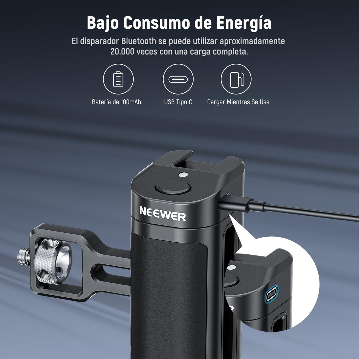 NEEWER Side Handle Grip con Disparador de Botón para Cage Video Rig de Teléfono, 2 Adaptador Montaje con 1/4" Tornillo y Pasador Localización, Empuñadura Lateral Compatible con SmallRig Jaula, PA005E