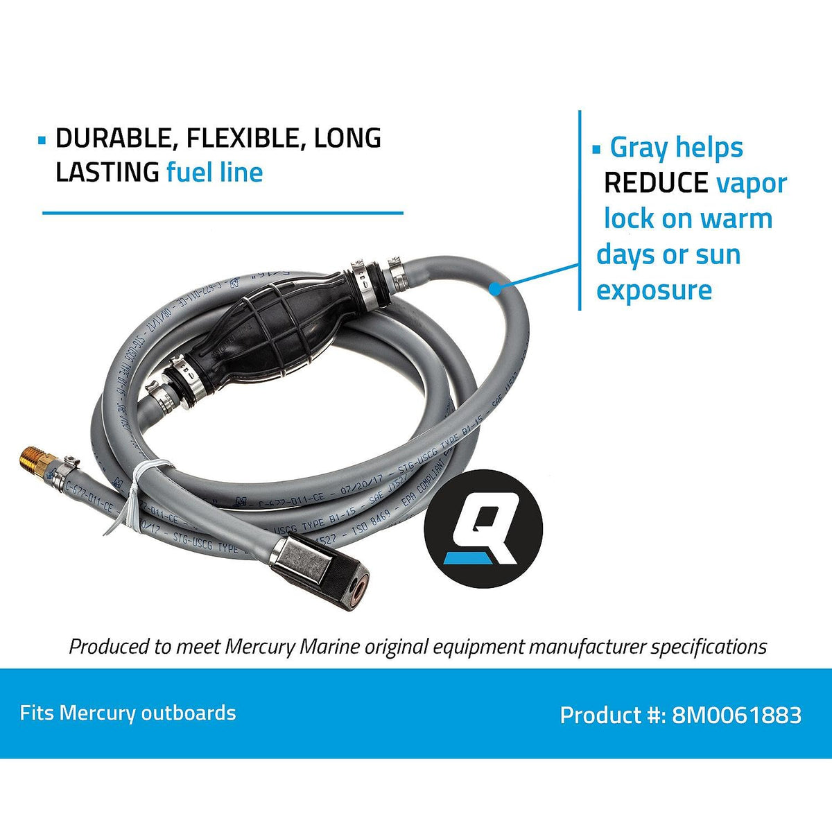 Quicksilver 8M0061883 - Conjunto de línea de combustible - 8 pies de largo con bombilla de imprimación