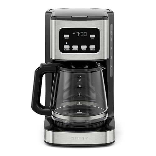 Chefman Cafetera programable de 12 tazas, cafetera eléctrica, apagado automático, pantalla digital con función de preparación automática, olla antigoteo, filtro reutilizable para molidos frescos