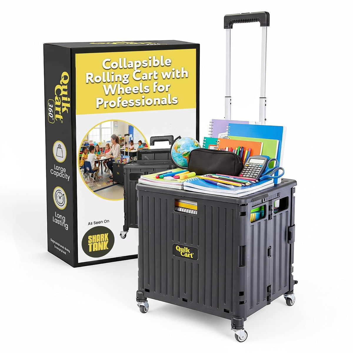dbest Products Quik Cart 360 Cajón con Ruedas – Carro Plegable para Maestros y hogar – Capacidad de 80 LB, Negro