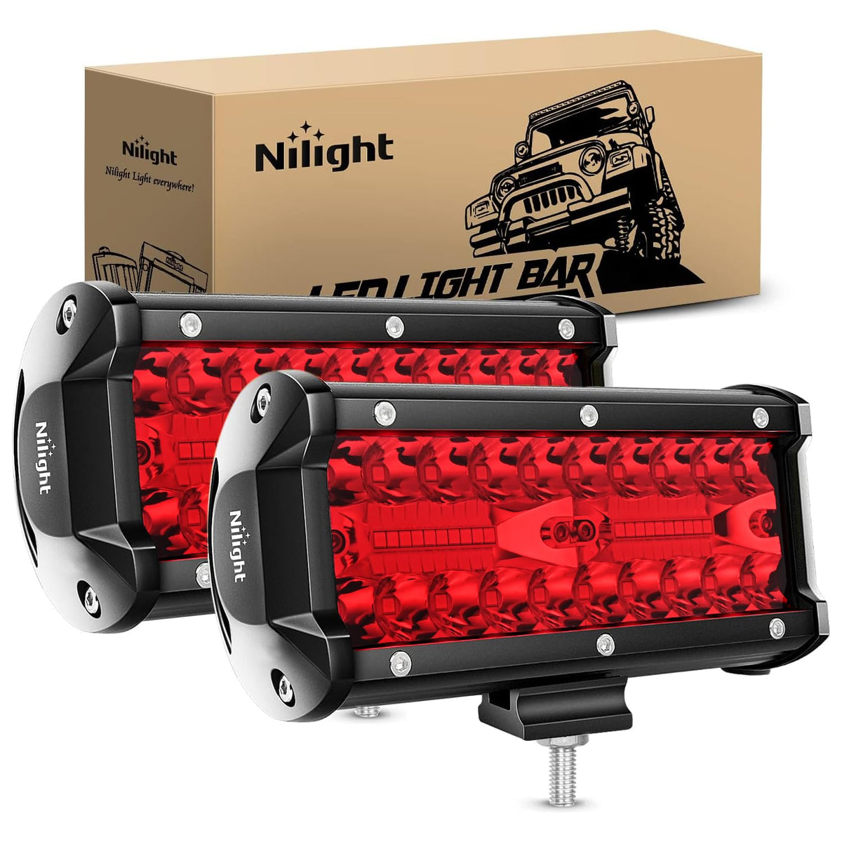 Cápsulas LED Nilight 6.5 Pulgadas 120W para Todoterreno - 2 cápsulas LED rojas - Luz