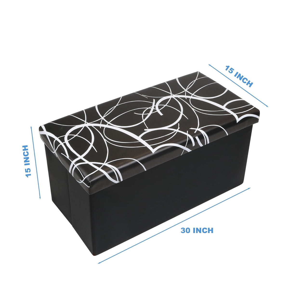 Otto & Ben Caja de Juguetes Plegable con Asiento de Espuma viscoelástica, de Piel sintética, para recámara, otomanos, Banco, reposapiés, 30 Pulgadas, Color Negro