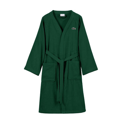 Lacoste - Bata de baño clásica de piqué 100% algodón suave, bata de baño unisex para adultos, absorbente y de secado rápido, talla única
