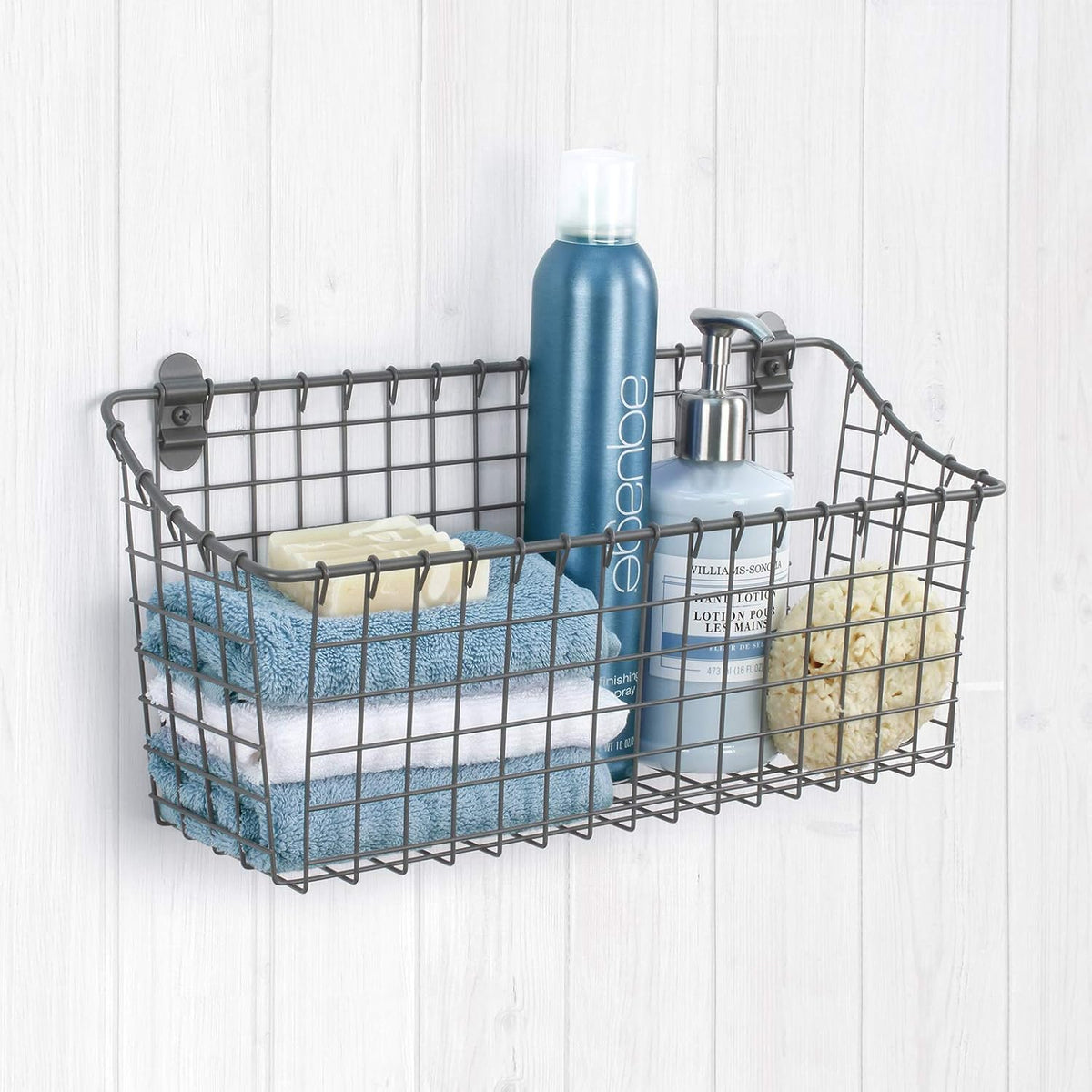 Spectrum Diversified 86376 Vintage Wall Mount Basket, 15" x 5" x 7", Industrial Gray