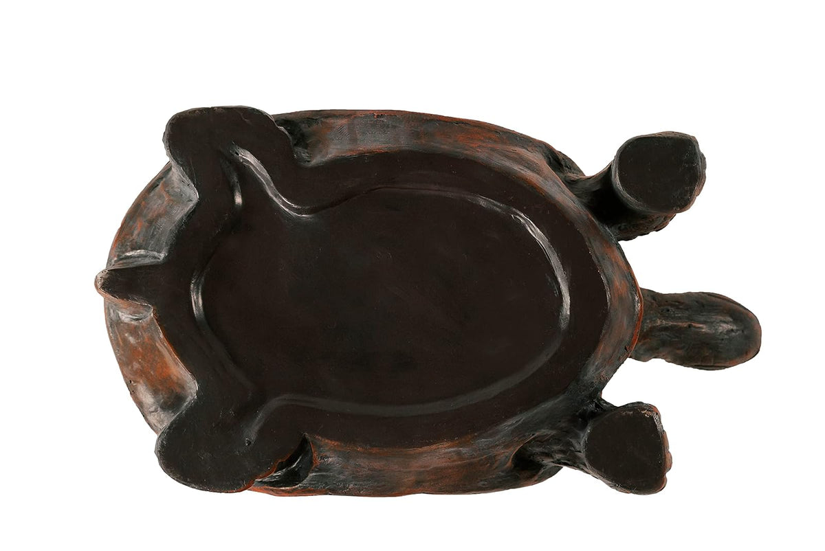 XBrand Estatua de Tortuga Caminante MgO marrón y Negro de 21.3 Pulgadas de Largo, decoración Interior o Exterior, Escultura de diseño Natural, (TurtleBnBkX84)
