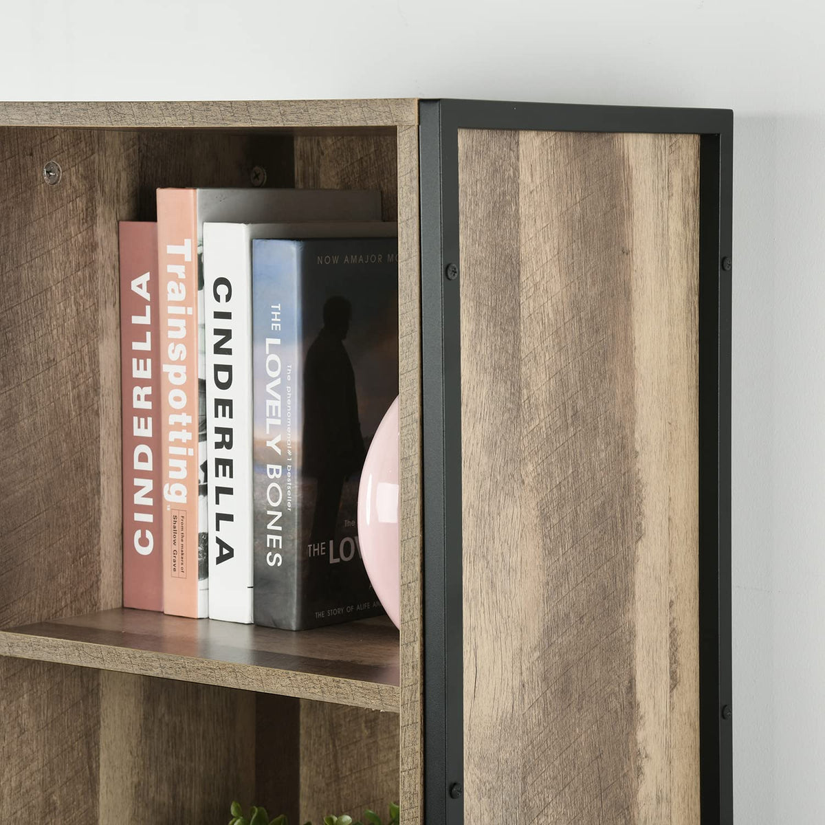 LÖSEN Gabinete de Estilo Industrial con Puerta de Alambre de Púas y 4 Compartimentos de Almacenamiento para Sala Estudio