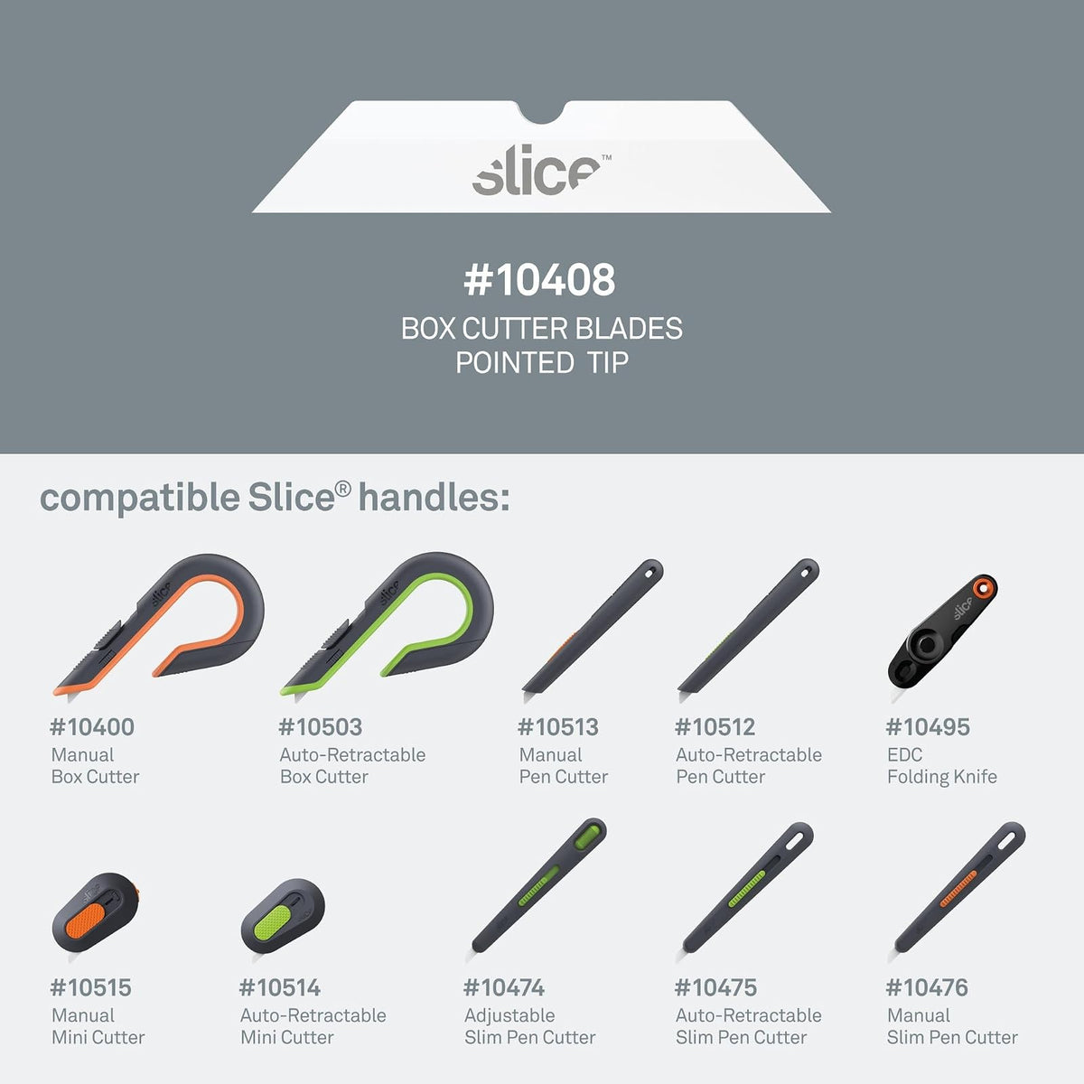 Slice 10408 - Hoja de repuesto, cerámica, apta para dedos, punta puntiaguda para cortes intrincados y materiales finos, dura 11 veces más que el metal