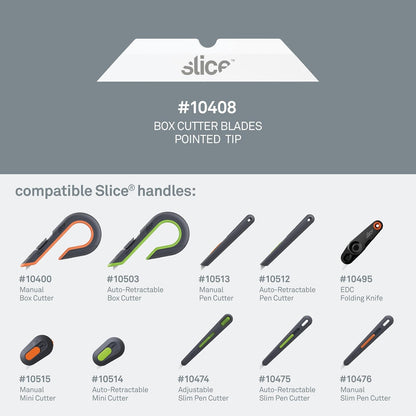 Slice 10408 - Hoja de repuesto, cerámica, apta para dedos, punta puntiaguda para cortes intrincados y materiales finos, dura 11 veces más que el metal