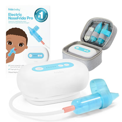 Frida Baby Electric NoseFrida Pro | Sucker nariz para aliviar la congestión de bebés y niños pequeños, 5 niveles de succión, 2 puntas, inalámbrico con estuche
