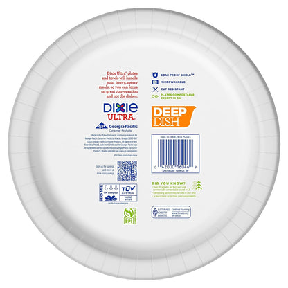 Dixie Ultra Platos de papel de plato profundo, platos desechables impresos de tamaño cena de 9 9/16 pulgadas, 40 unidades (1 paquete de 40 platos), embalaje y diseño pueden variar