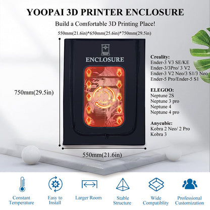 Carcasa para Impresora 3D Ender 3 V3 SE/KE/Ender 3/3 Pro/Ender 3 V2, Resistente al Fuego y al Polvo Cubierta Protectora de Temperatura Constante para impresoras Anycubic Elegoo 3D de 25.5 x 21.5