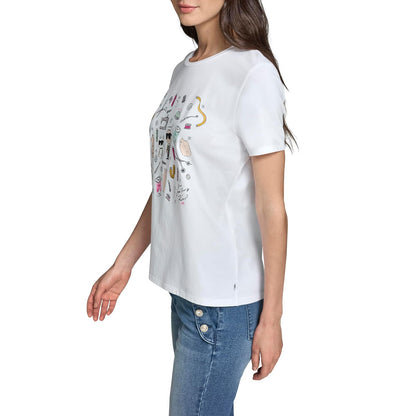 Karl Lagerfeld - Playera de Manga Corta con Cuello Redondo para Mujer