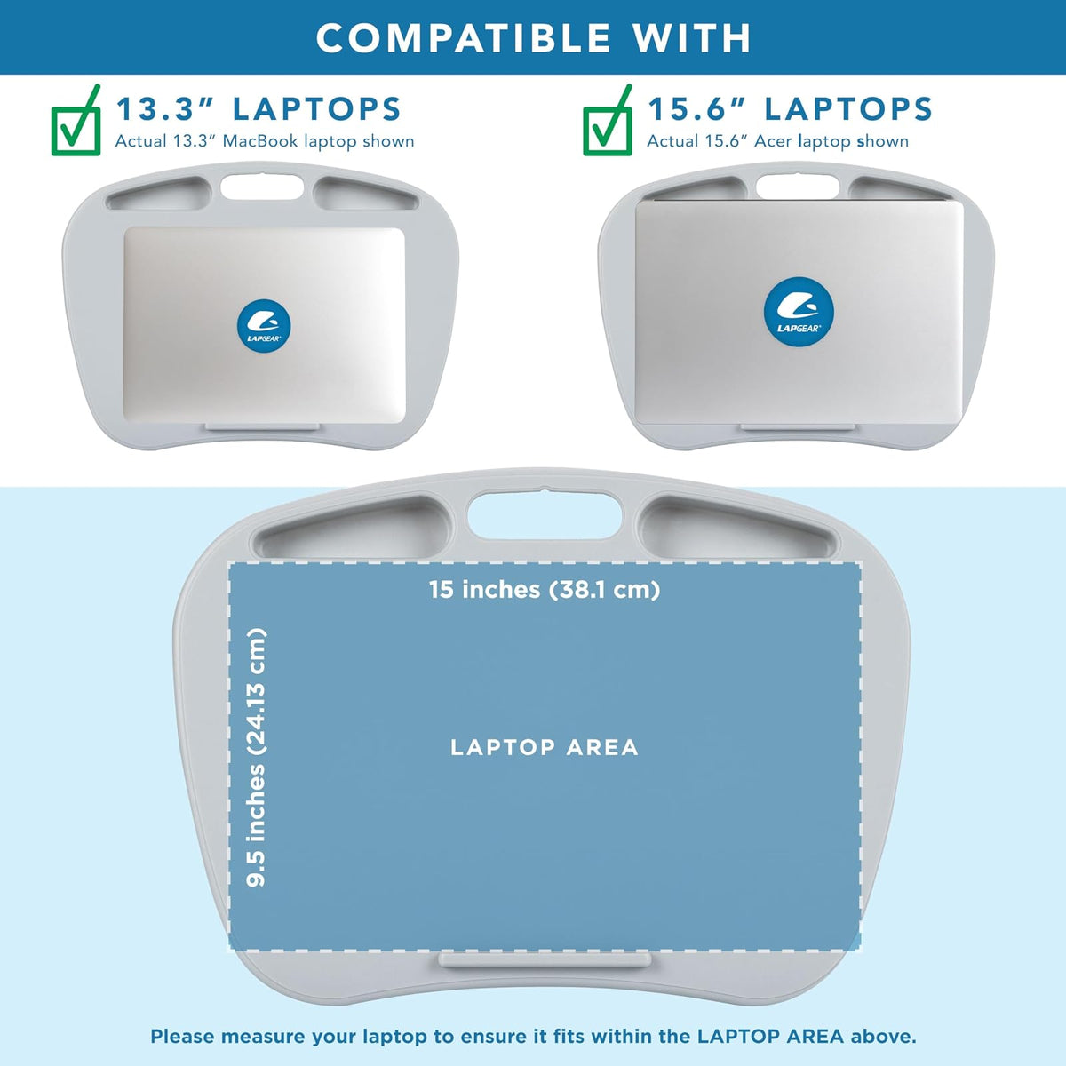 LapGear MyDesk computadora para regazo, gris frío (se adapta a portátiles de hasta 15 pulgadas)