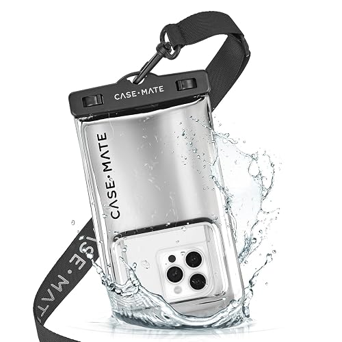 Case-Mate Funda Impermeable IP68 para teléfono - Funda Flotante Impermeable con cordón para el iPhone 16 Pro Max/15 Pro Max/14 Pro/13/12/S24 - Cromo Plateado
