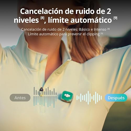 DJI Mic Mini 2 (1 TX + 1 RX estándar), micrófono lavalier inalámbrico | Para iPhone 17/16/15 y Android/cámara/tableta/PC, ultraligero, batería de 11.5 h, cancelación de ruido, vlogs y streaming
