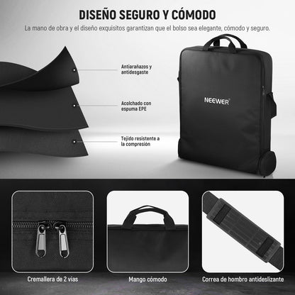 NEEWER 18" Bolsa de Transporte de Aro de Luz con Bolsa de Almacenamiento para 78cm Trípode con Soporte de Luz Plegado, 60x58cm Bolsa Protectora de Nylon Liviana para Anillo de Luz con Soporte, RU-009