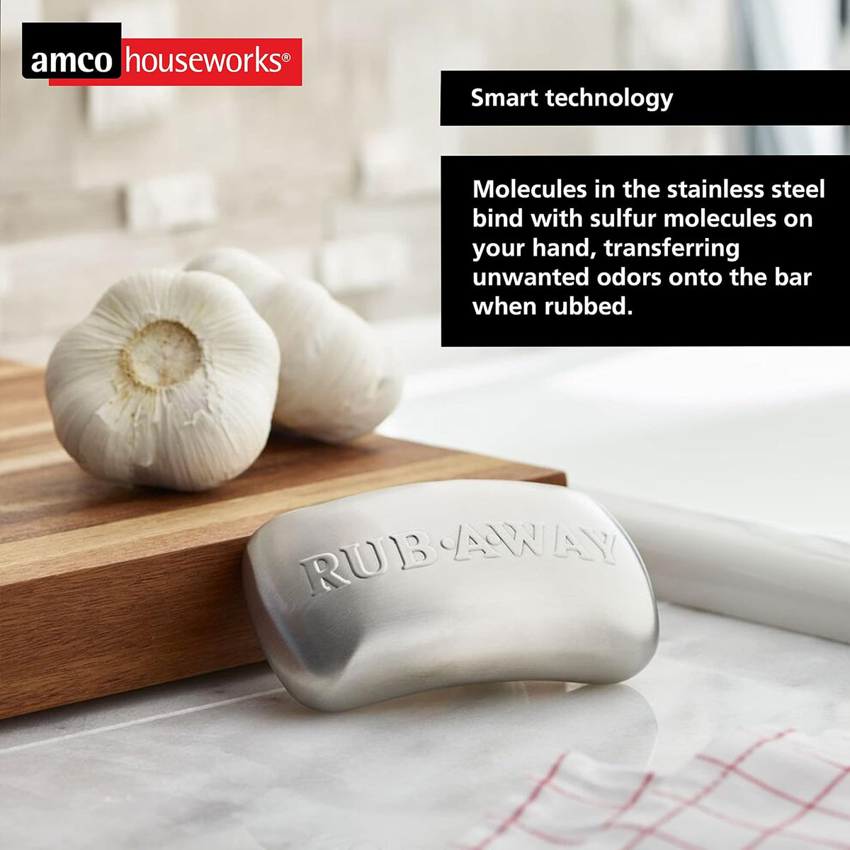 Amco 8402 Rub-a-Way Bar Stainless Steel Odor Absorber