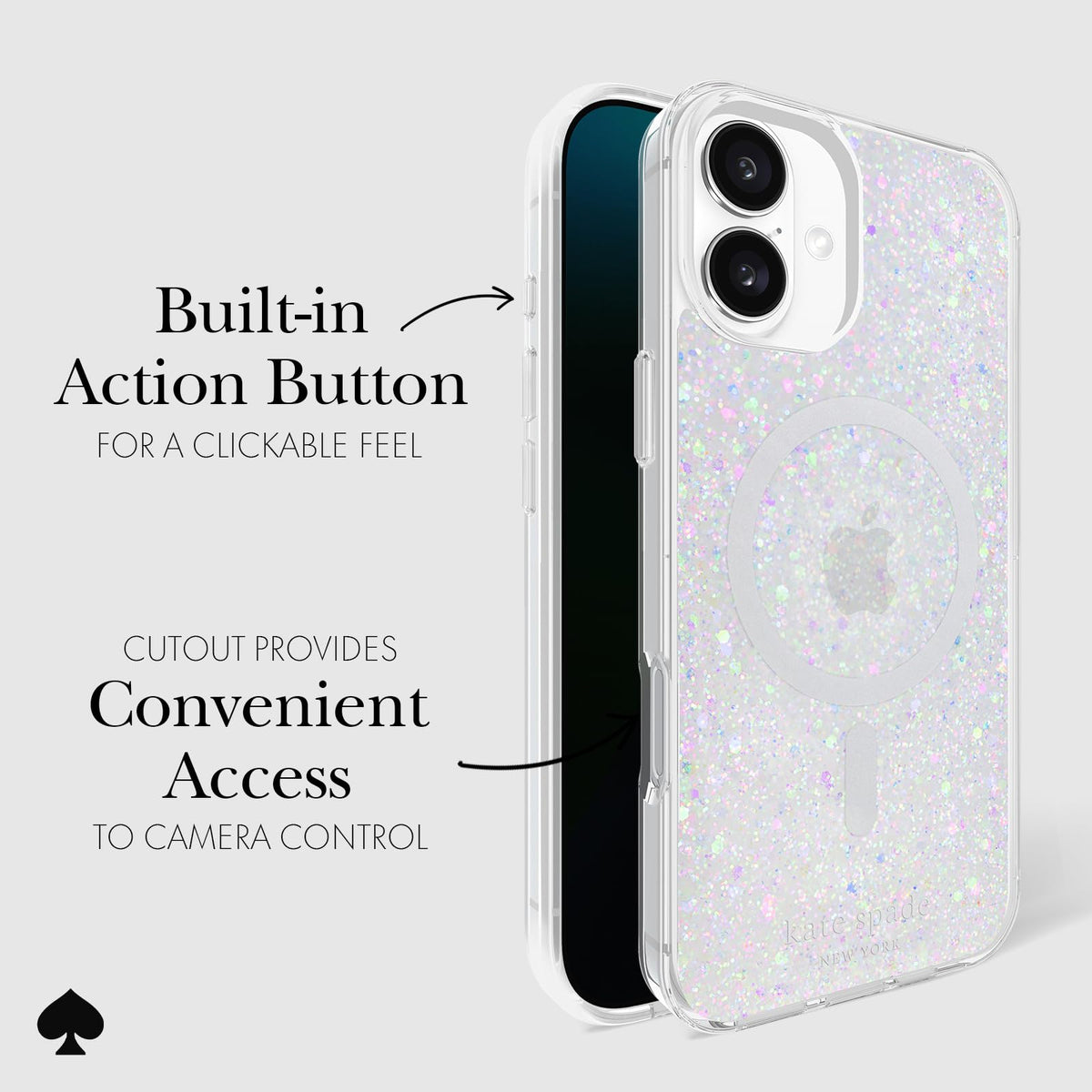 Kate Spade New York - Funda para iPhone 16 Plus, Compatible con MagSafe, diseño de Purpurina, Iridiscente