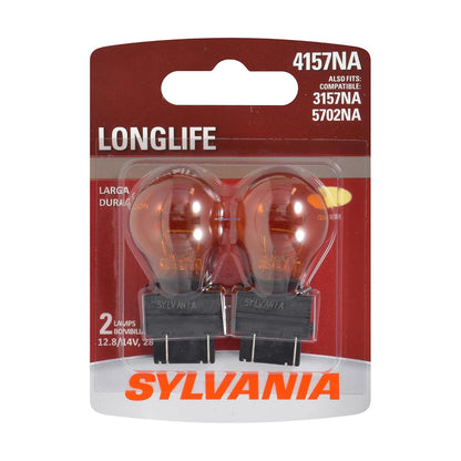 SYLVANIA - 4157NA Miniatura de larga vida - foco ámbar, ideal para estacionamiento, marcador lateral y aplicaciones de señal de giro (contiene 2 bombillas)