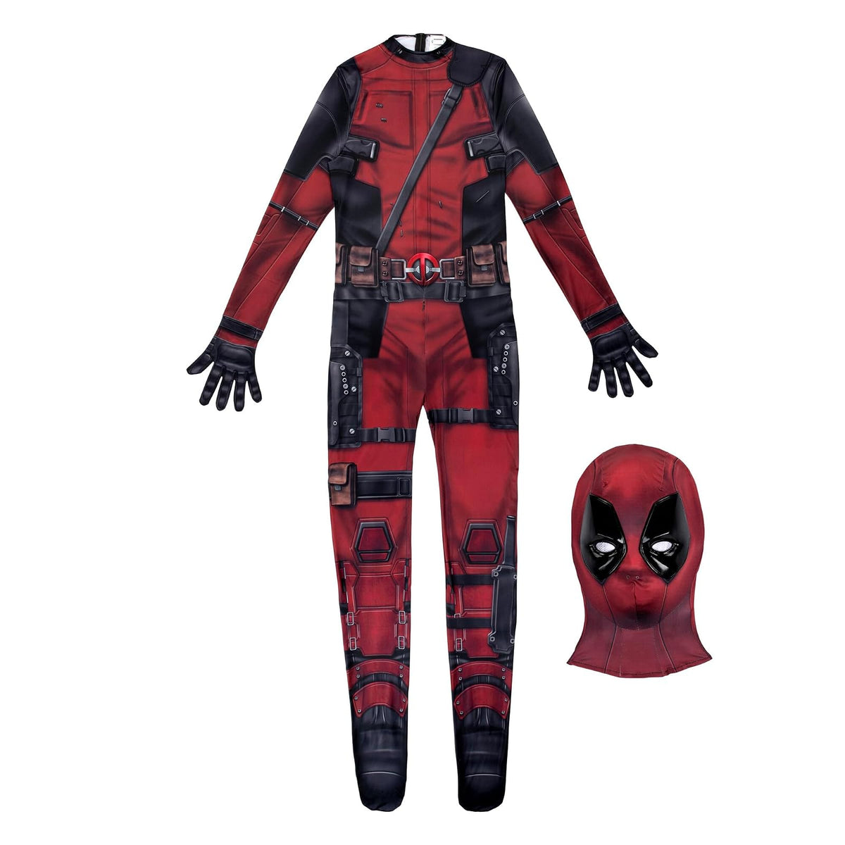 MARVEL Deadpool - Disfraz oficial de Halloween de Zentai para adultos, elastano elástico con aberturas en la muñeca (L)