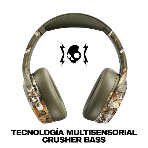 Skullcandy Crusher ANC 2 Wireless Headphones - Realtree Edge Colors Drab | Multi-Sensory Crusher Bass, Over-Ear Fit, Noise Cancelling, 60 Hours Battery, Working Out, Gym, Travel, Study, Music, Gaming