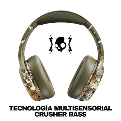 Skullcandy Crusher ANC 2 Wireless Headphones - Realtree Edge Colors Drab | Multi-Sensory Crusher Bass, Over-Ear Fit, Noise Cancelling, 60 Hours Battery, Working Out, Gym, Travel, Study, Music, Gaming