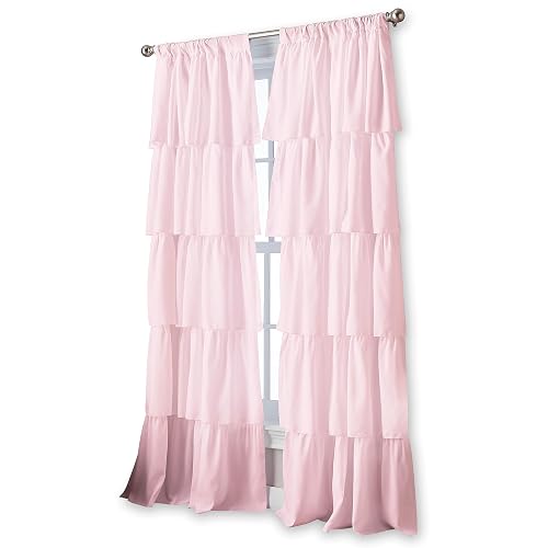 Panel de Cortina con Volantes y Bolsillo para Barra, 84 Pulgadas, Rosa, 1 Panel