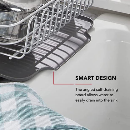 KitchenAid - Estante para Platos de Gran Capacidad, autodrenrenable y Resistente a la oxidación, con Cubierta extraíble, 20.47 Pulgadas, Color Gris