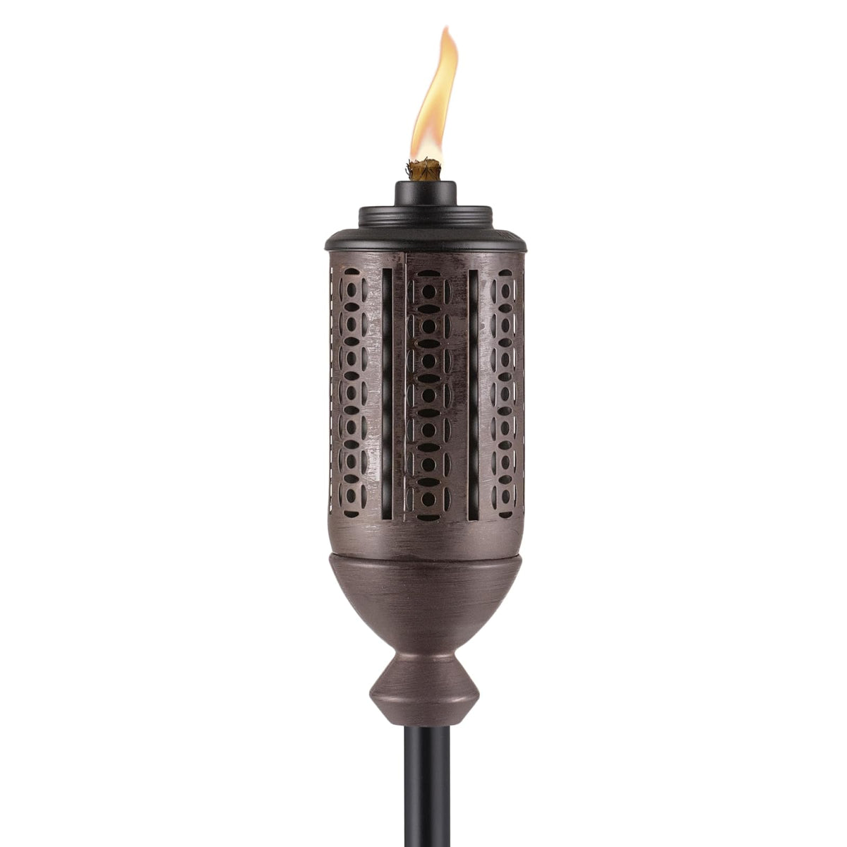 TIKI Cabos Antorcha de Metal para Exteriores | Bronce de 65 pulgadas, 1 paquete, incluye mecha y descanso, resistente a la intemperie, para patio, jardín y césped