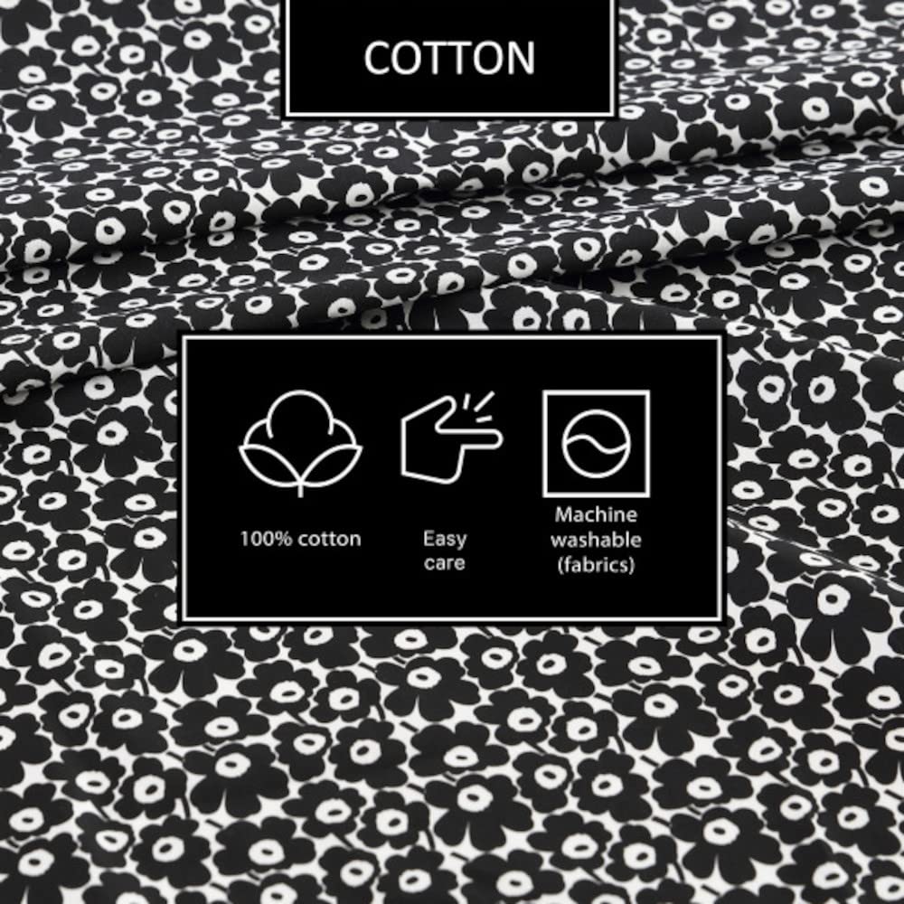 MARIMEKKO - Juego de sábanas de algodón percal para decoración del hogar (Pikkuinen Unikko Negro, matrimonial)