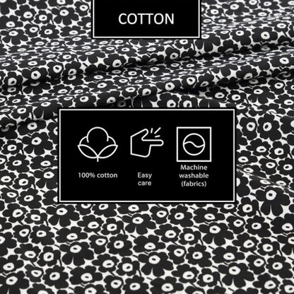 MARIMEKKO - Juego de sábanas de algodón percal para decoración del hogar (Pikkuinen Unikko Negro, matrimonial)