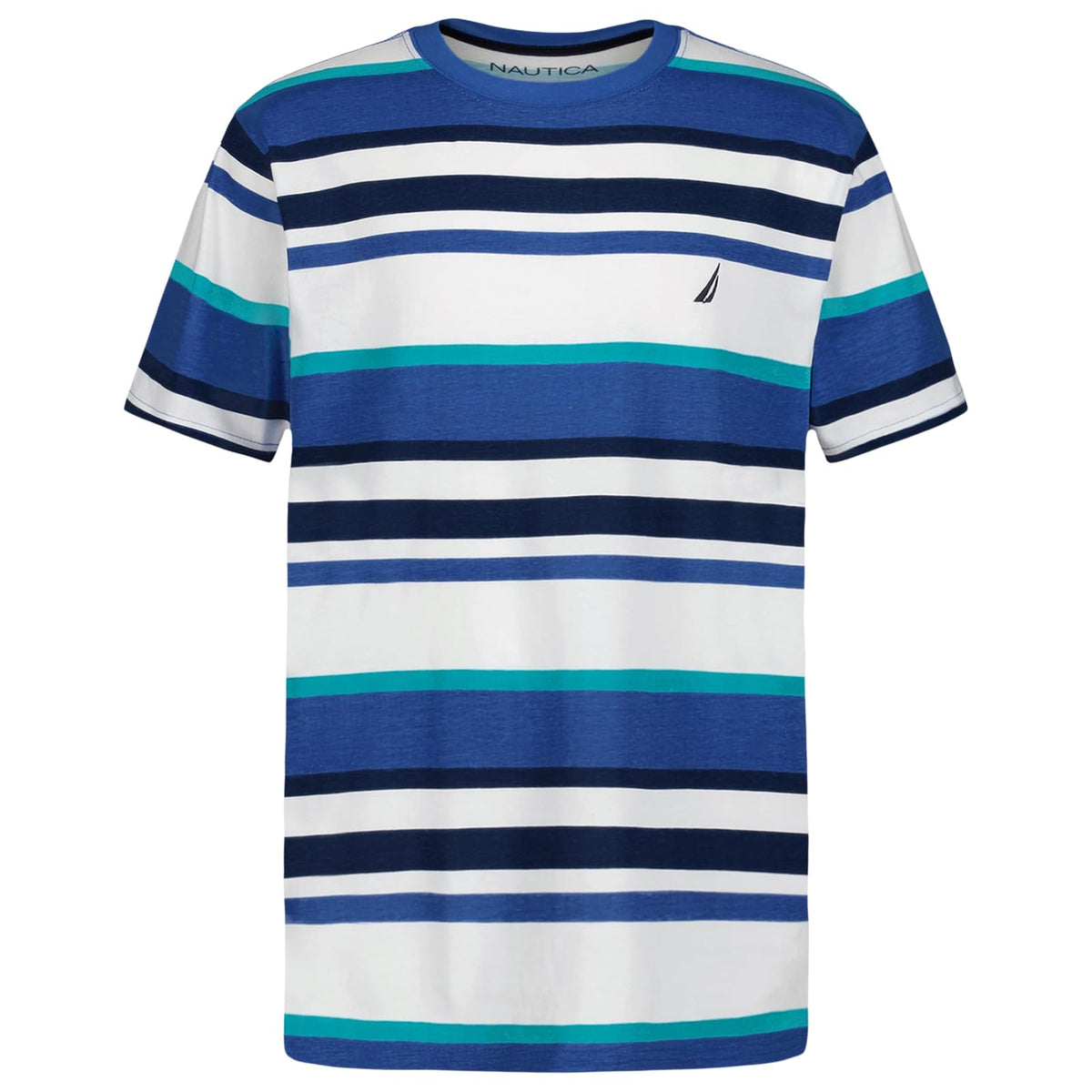 Nautica Playera de Manga Corta con Cuello Redondo para Niño - Preppy Stripe Delft - 14-16