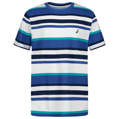 Nautica Playera de Manga Corta con Cuello Redondo para Niño - Preppy Stripe Delft - 14-16
