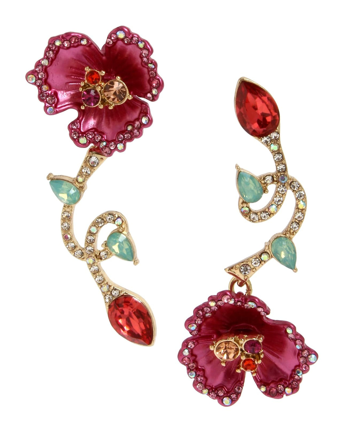 Betsey Johnson Mismatch Stud Earrings - Una talla - Fuschia
