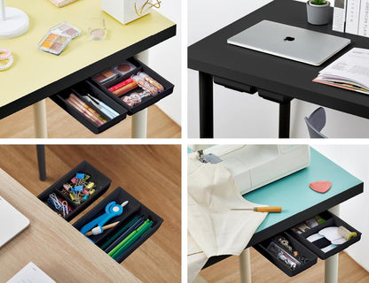 Bostitch Konnect - Cajón para debajo del computadora, organizador de almacenamiento autoadhesivo con 4 divisores personalizables, paquete de 2