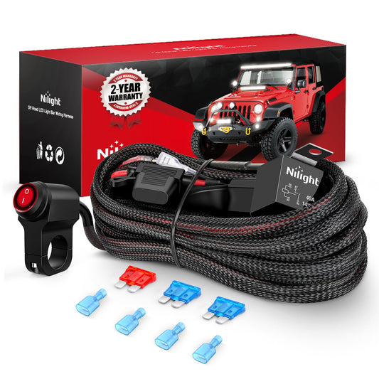 Nilight Kit Arnés Cableado 16 AWG 12V Interruptor Manubrio LED Motocicleta