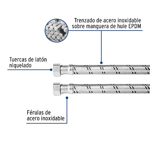 Foset FBO-22150X, Manguera para boiler acero inoxidable 1/2"x1/2" largo 150 cm